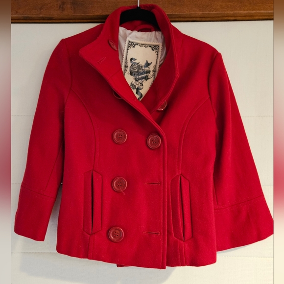 Forever Audrey Jackets & Blazers - Forever Audrey Red Pea Coat, Size M